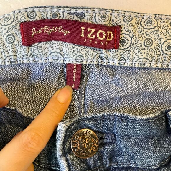 IZOD Women Cropped Jeans size 8 Blue Slim Fit Curvy Mid Rise - Picture 9 of 11